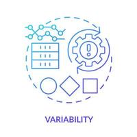 Variability blue gradient concept icon. Big data characteristic abstract idea thin line illustration. Analyzing data volatility. Isolated outline drawing. vector