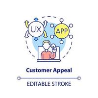 Customer appeal concept icon. Client experience. Digital first mindset importance abstract idea thin line illustration. Isolated outline drawing. Editable stroke. vector