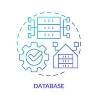 icono de concepto de gradiente azul de base de datos. Ilustración de línea delgada de idea abstracta de almacenamiento de datos electrónicos. información estructurada. Ciencias de la Computación. dibujo de contorno aislado. vector