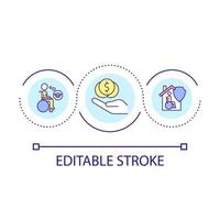 Social programs for people with disabilities loop concept icon. Government support and help abstract idea thin line illustration. Isolated outline drawing. Editable stroke. vector