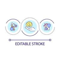 Social programs for people with disabilities loop concept icon. Government support and help abstract idea thin line illustration. Isolated outline drawing. Editable stroke. vector