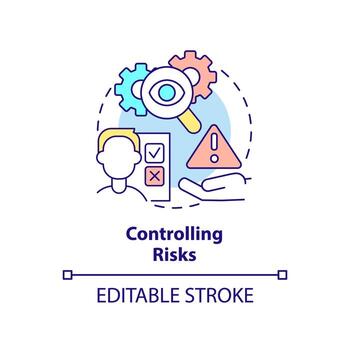 Controlling risks concept icon. Risk management process abstract idea thin line illustration. Hazards assessment. Isolated outline drawing. Editable stroke. vector