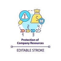 Company resources protection concept icon. Risk management benefit abstract idea thin line illustration. Assets security. Isolated outline drawing. Editable stroke. vector