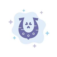 Clover Golden Horseshoe Luck Blue Icon on Abstract Cloud Background vector