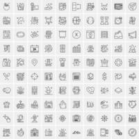 paquete de 100 iconos de líneas universales para móviles y web vector