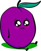 Sad plum, illustration, vector on white background.