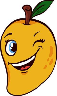 Winking mango ,illustration, vector on white background