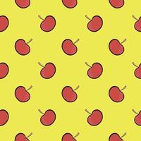 Red cherry,seamless pattern on yellow background. vector