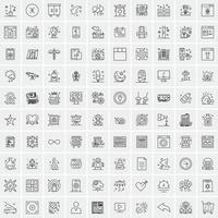 paquete de 100 iconos de líneas universales para móviles y web vector