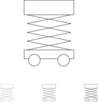 Construction Develop Scaffolding Structure Bold and thin black line icon set vector