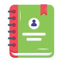 A ring diary with personal symbol on it, icon for contacts book vector