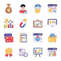 Pack of Stock Exchange Flat Icons vector