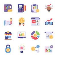 Collection of Finance Management Flat Icons vector