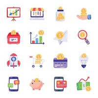 Collection of Trading Flat Icons vector