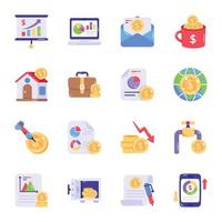 Pack of Finance Flat Icons vector