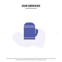 Our Services Glove Microwave Warm Cold Solid Glyph Icon Web card Template vector