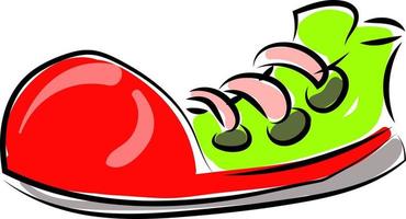 Big clown shoe, illustration, vector on white background.