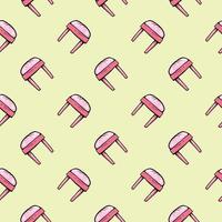 Small pink chairs,seamless pattern on light yellow background. vector