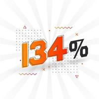 134 discount marketing banner promotion. 134 percent sales promotional design. vector