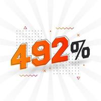 492 promoción de banner de marketing de descuento. 492 por ciento de diseño promocional de ventas. vector