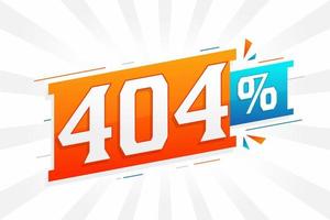 Promoción de banner de marketing de descuento 404. 404 por ciento de diseño promocional de ventas. vector