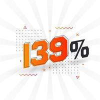 139 discount marketing banner promotion. 139 percent sales promotional design. vector