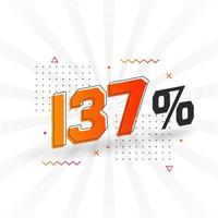 137 discount marketing banner promotion. 137 percent sales promotional design. vector