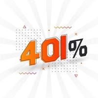 Promoción de banner de marketing de descuento 401. 401 por ciento de diseño promocional de ventas. vector