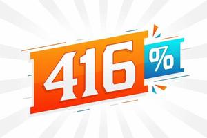 Promoción de banner de marketing de descuento 416. 416 por ciento de diseño promocional de ventas. vector