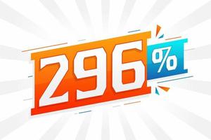 296 discount marketing banner promotion. 296 percent sales promotional design. vector
