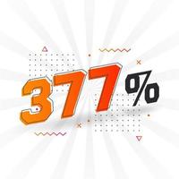 377 promoción de banner de marketing de descuento. 377 por ciento de diseño promocional de ventas. vector