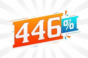 446 promoción de banner de marketing de descuento. 446 por ciento de diseño promocional de ventas. vector