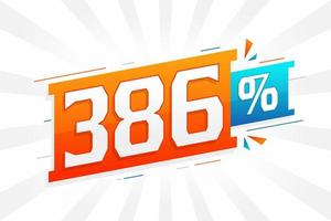 386 discount marketing banner promotion. 386 percent sales promotional design. vector