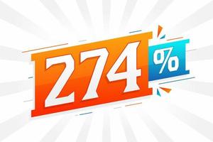 274 promoción de banner de marketing de descuento. 274 por ciento de diseño promocional de ventas. vector