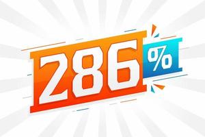 286 promoción de banner de marketing de descuento. 286 por ciento de diseño promocional de ventas. vector