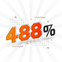 488 promoción de banner de marketing de descuento. 488 por ciento de diseño promocional de ventas. vector