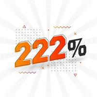 Promoción de banner de marketing de 222 descuentos. 222 por ciento de diseño promocional de ventas. vector