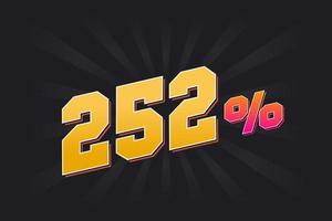 252 discount banner with dark background and yellow text. 252 percent sales promotional design. vector