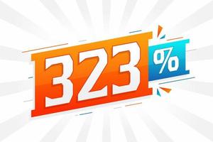 323 promoción de banner de marketing de descuento. 323 por ciento de diseño promocional de ventas. vector