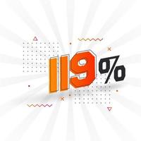 119 discount marketing banner promotion. 119 percent sales promotional design. vector