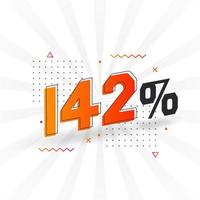 142 discount marketing banner promotion. 142 percent sales promotional design. vector