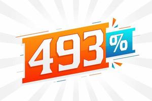 493 promoción de banner de marketing de descuento. 493 por ciento de diseño promocional de ventas. vector