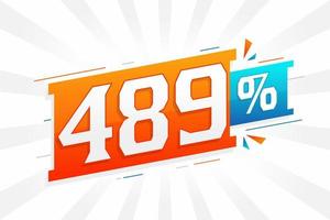 489 discount marketing banner promotion. 489 percent sales promotional design. vector