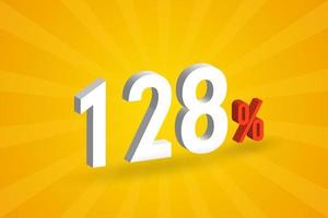 128 discount 3D text for sells and promotion. vector