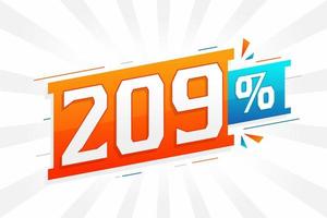 209 discount marketing banner promotion. 209 percent sales promotional design. vector