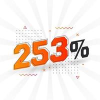 253 promoción de banner de marketing de descuento. 253 por ciento de diseño promocional de ventas. vector