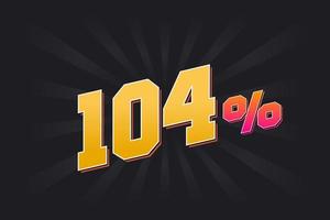 104 banner de descuento con fondo oscuro y texto amarillo. 104 por ciento de diseño promocional de ventas. vector