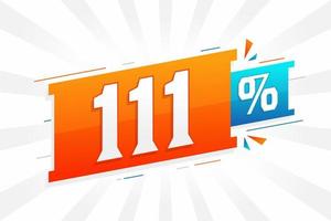 Promoción de banner de marketing de 111 descuentos. 111 por ciento de diseño promocional de ventas. vector