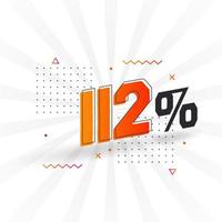 Promoción de banner de marketing de 112 descuentos. 112 por ciento de diseño promocional de ventas. vector