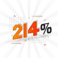 Promoción de banner de marketing de descuento 214. 214 por ciento de diseño promocional de ventas. vector